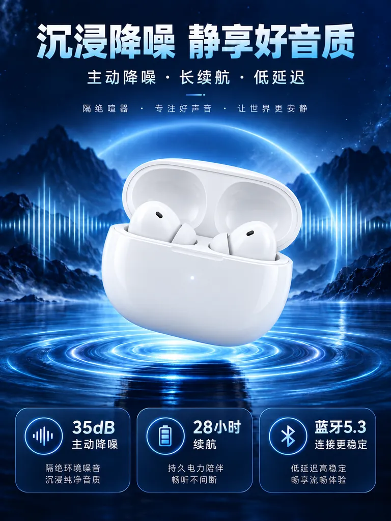 白色降噪耳机复刻图 1