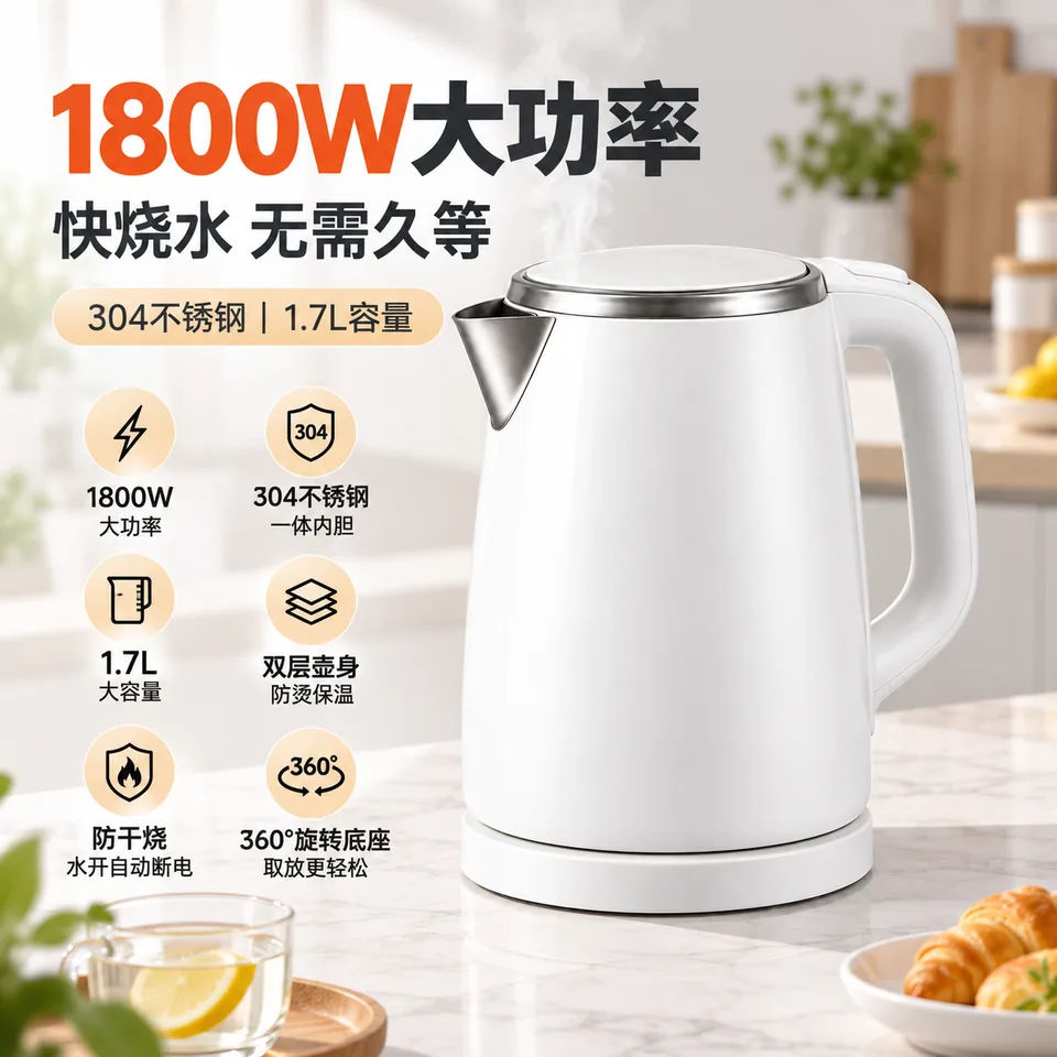 304不锈钢电热水壶 1.7L商品主图 1